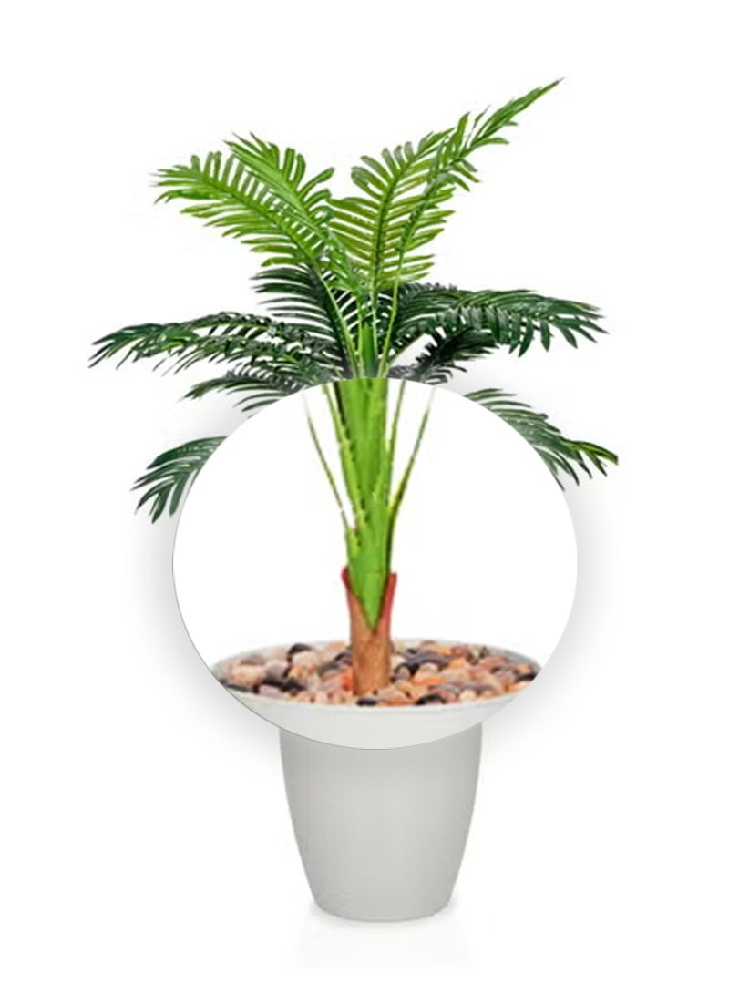 Alrassi 115 cm Artificial Palm Tree – Realistic Natural Look with Elegant Light Grey Pot for Indoor Decoration - Image 4